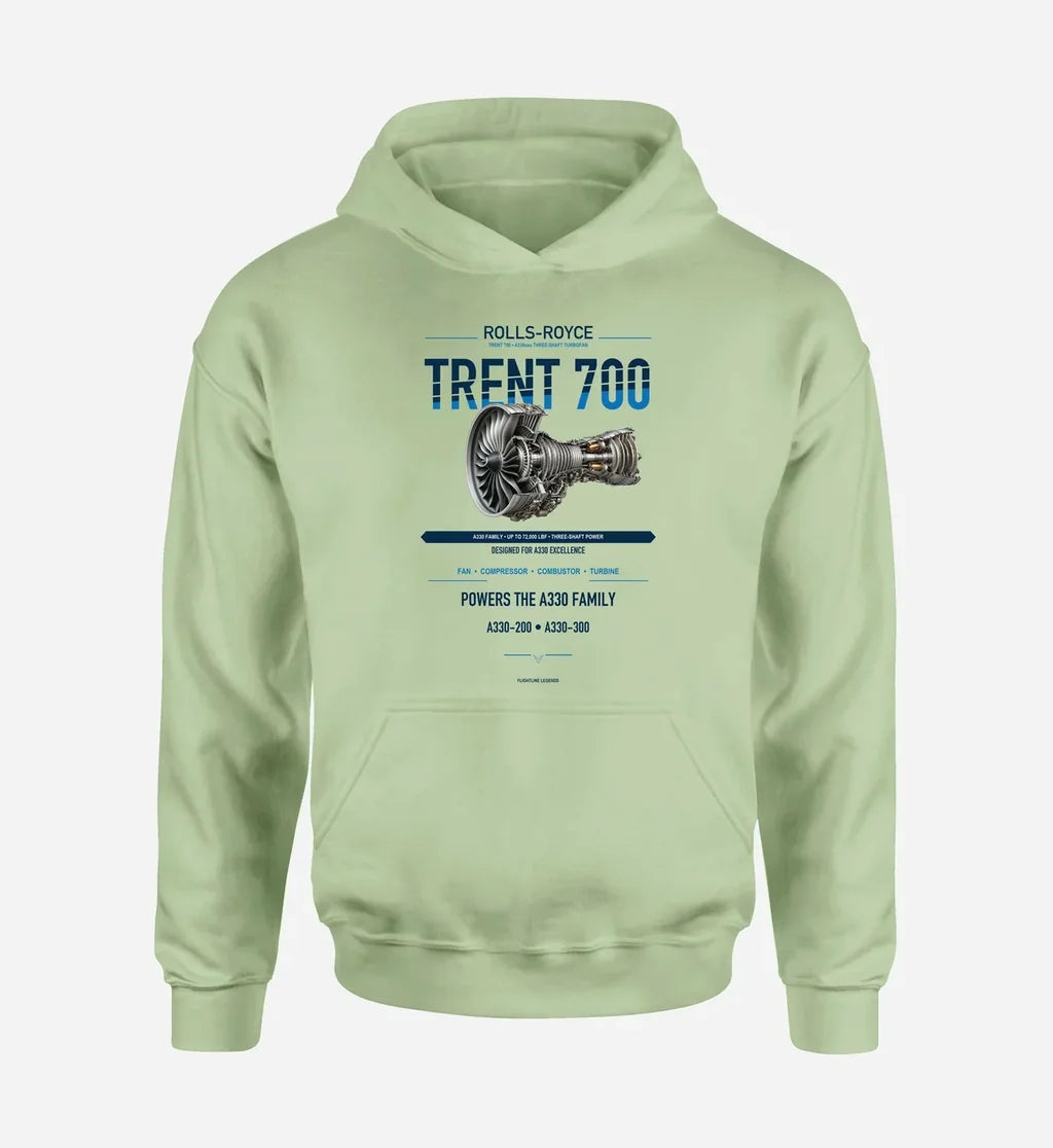 TRENT 700 design on light green hoodie single side