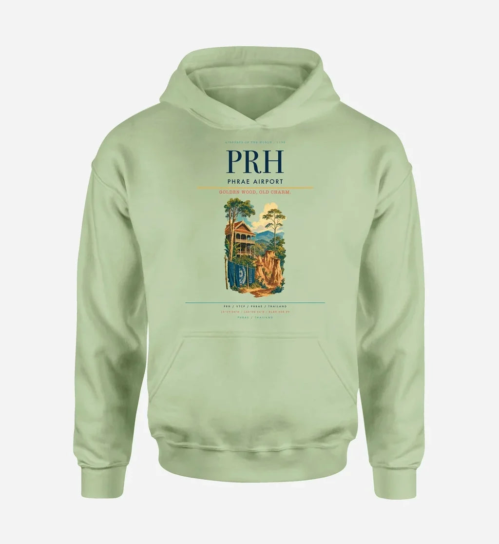 Phrae Airport (PRH) design on light green hoodie single-side print