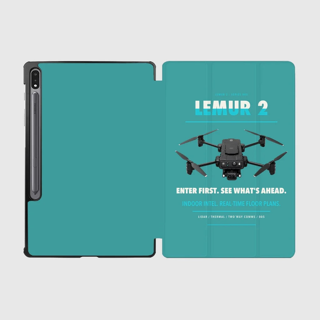 BRINC LEMUR 2 design on turquoise samsung tablet tablet case
