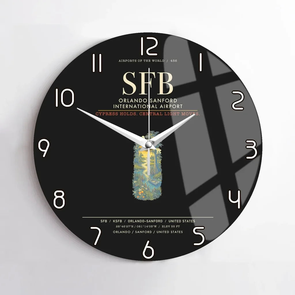 Orlando Sanford International Airport SFB Wall-Clock No-Frame - Black