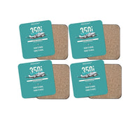 Thumbnail for Beechcraft King Air 350i design on turquoise 4 pieces set coaster