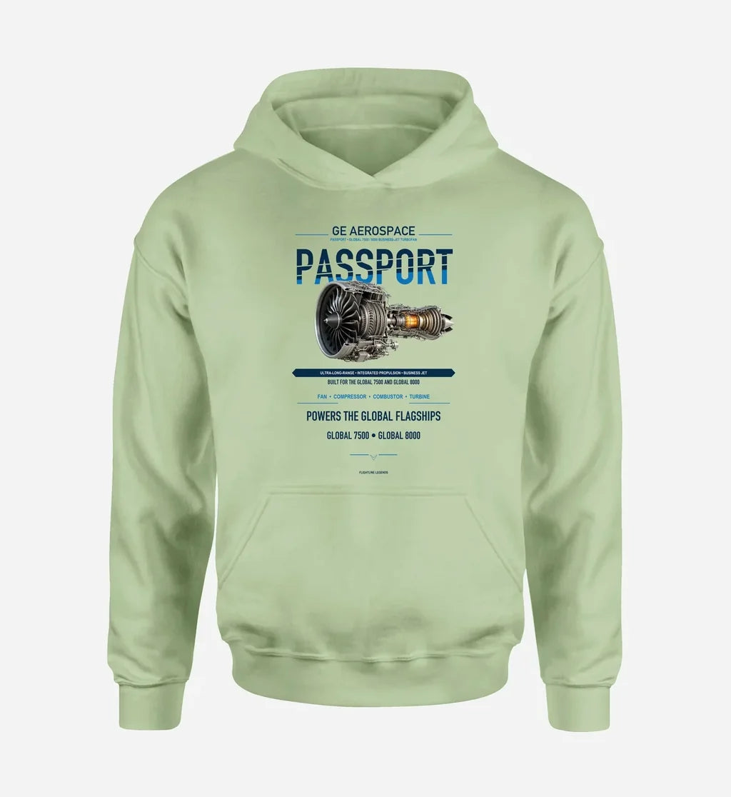 PASSPORT design on light green hoodie single side