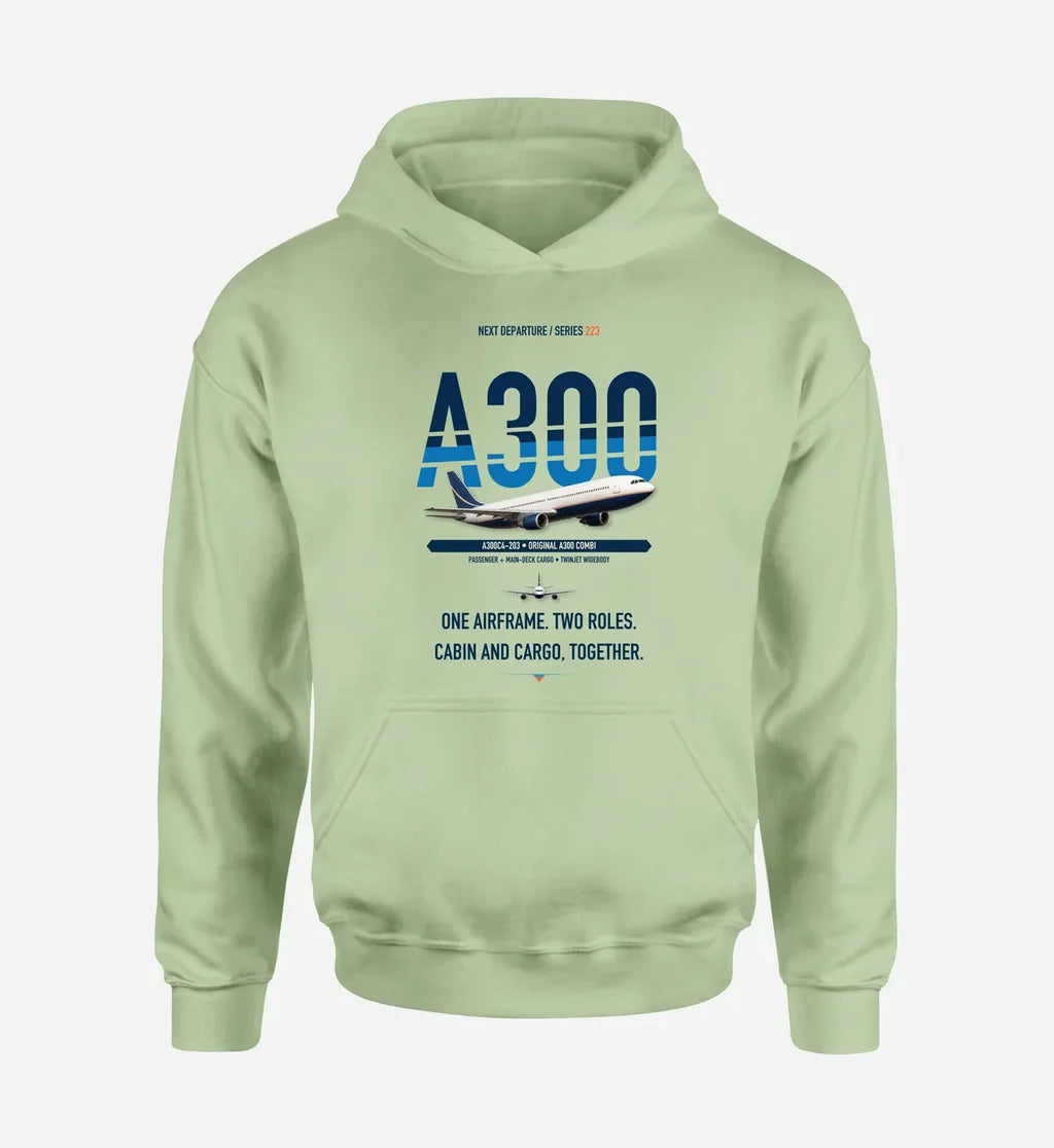Airbus A300C4-203 design on light green hoodie single side
