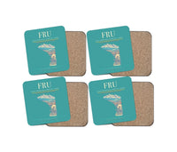 Thumbnail for Manas International Airport (FRU) design on turquoise 4 pieces set coaster