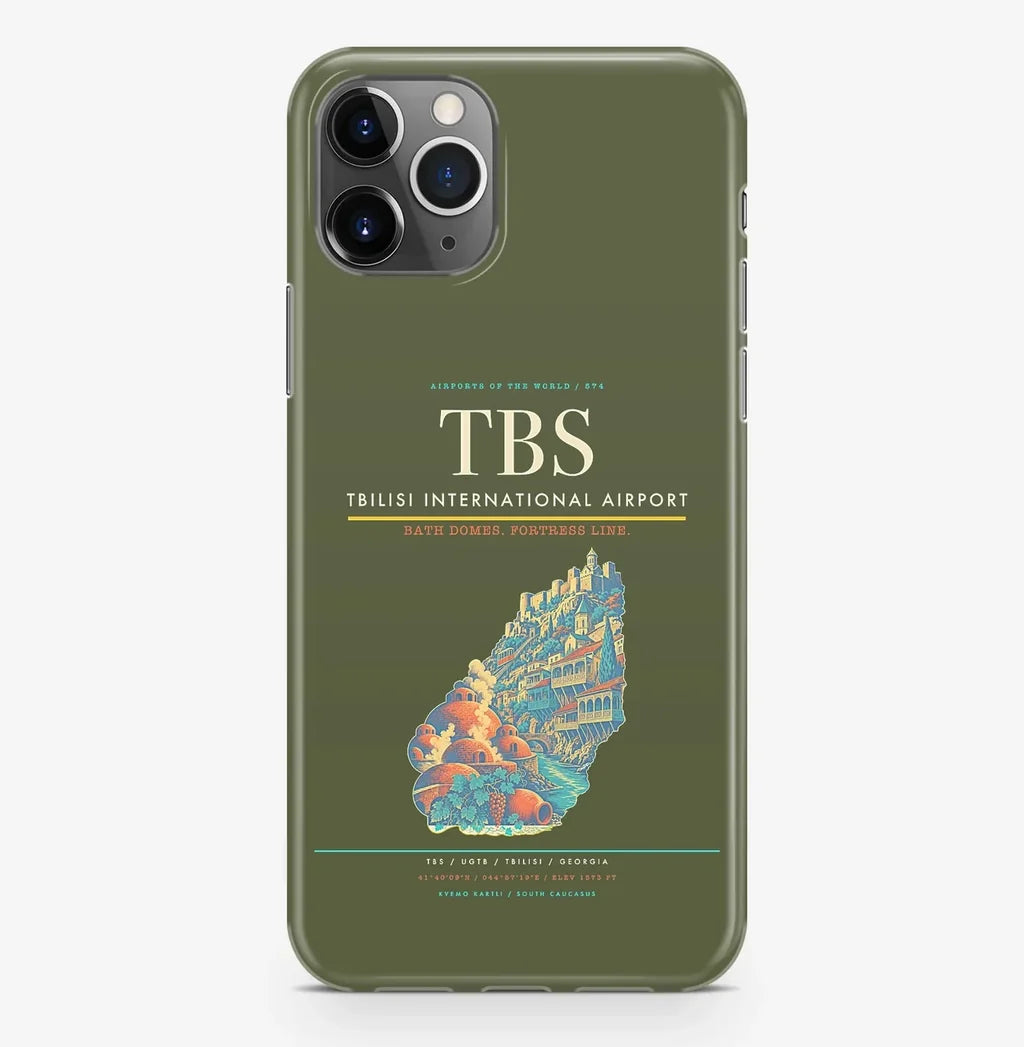 Tbilisi Airport (TBS) design on green army iPhone 16 Pro MagSafe case