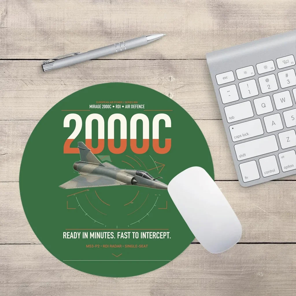 Dassault Mirage 2000C RDI design on green round mouse pad