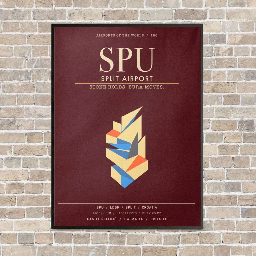 Split Airport SPU - Canvas Framed - Dark Red