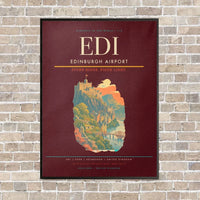 Thumbnail for Edinburgh Airport EDI - Canvas Framed - Dark Red