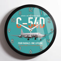 Thumbnail for C-54D Skymaster design on turquoise framed wall clock