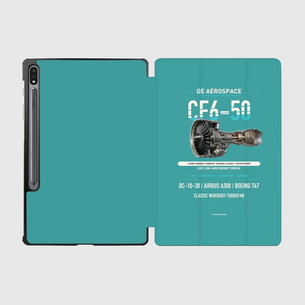 CF6-50 design on turquoise samsung tablet tablet case