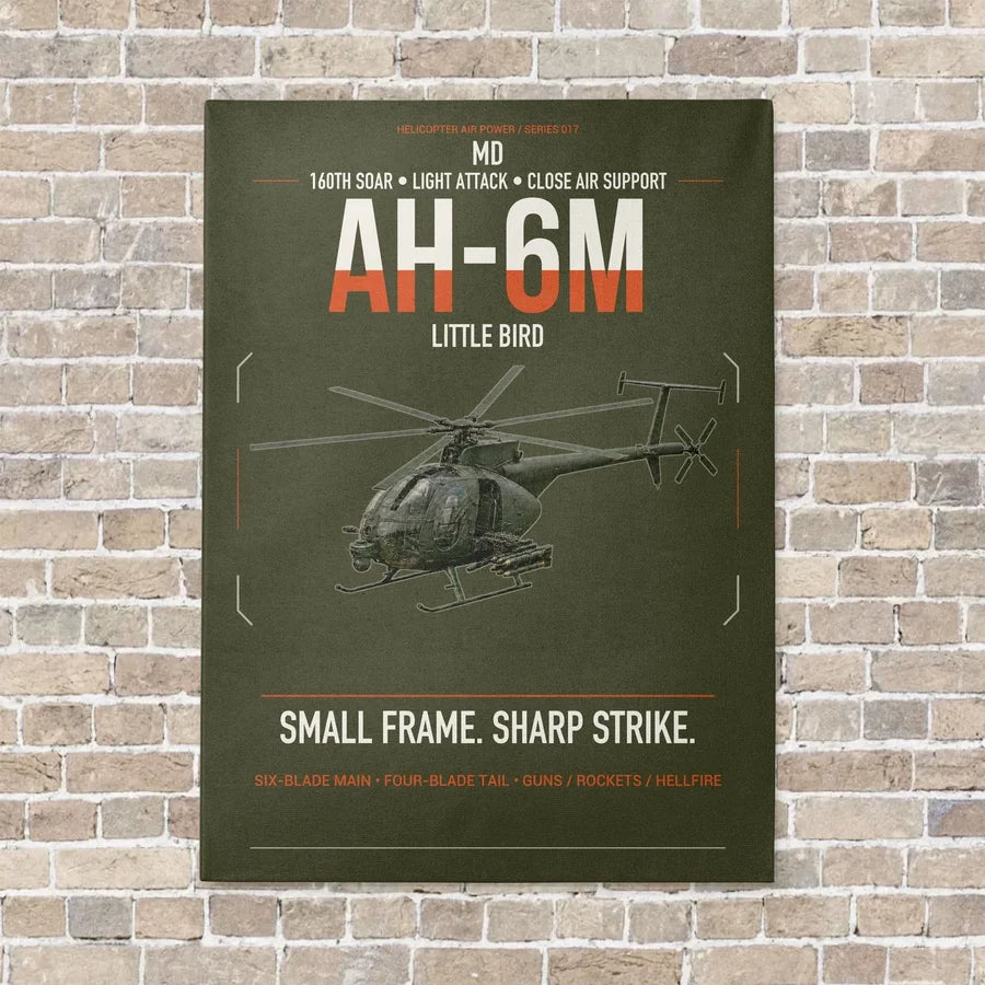 MD AH-6M Little Bird vertical canvas print - no frame - green army background