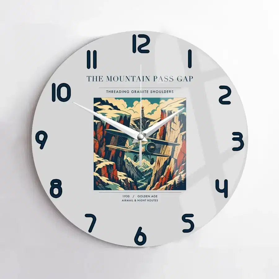 VINTAGE G4253 - The Mountain Pass Gap - Designed Wall Clocks design on lightgray no-frame