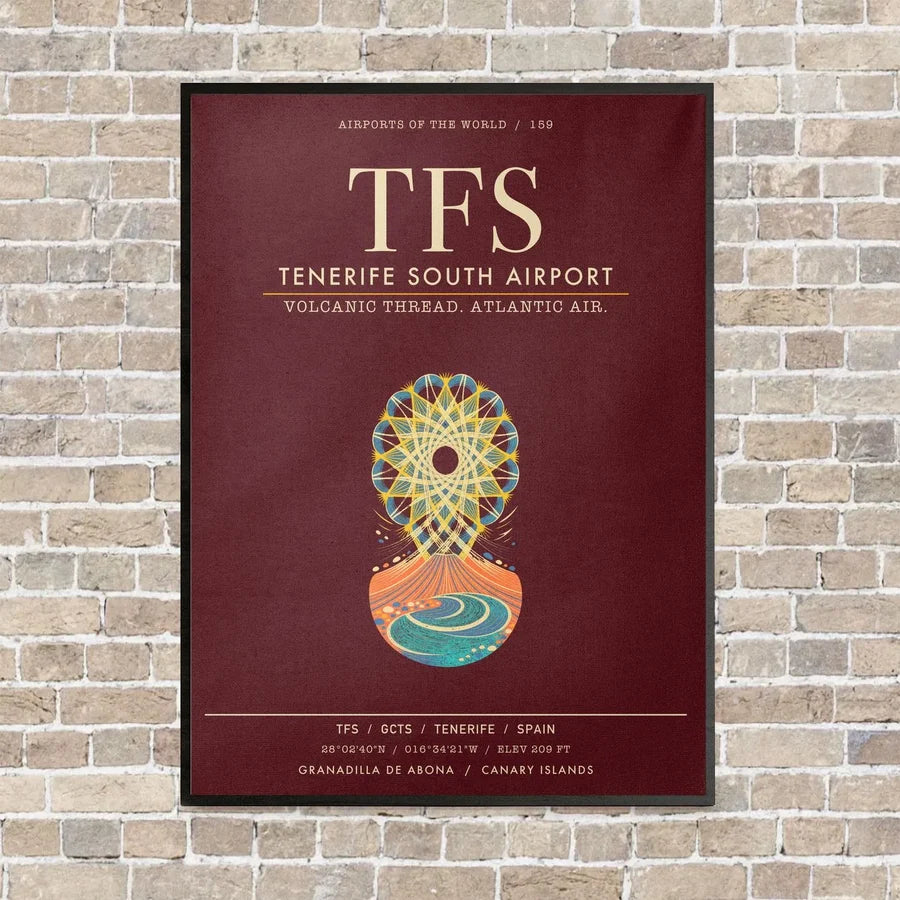 Tenerife South Airport TFS - Canvas Framed - Dark Red