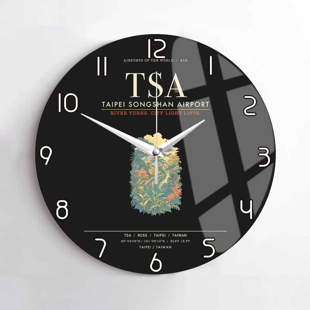 Taipei Songshan Airport TSA Wall-Clock No-Frame - Black