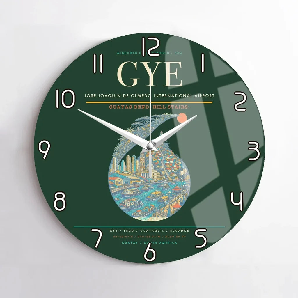 Jose Joaquin de Olmedo International Airport GYE Wall-Clock No-Frame - Dark Green