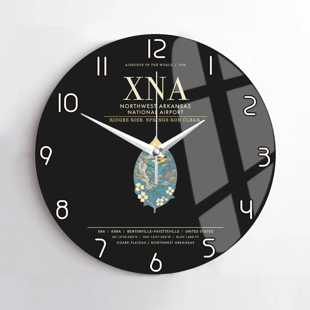 Northwest Arkansas National Airport XNA Wall-Clock No-Frame - Black