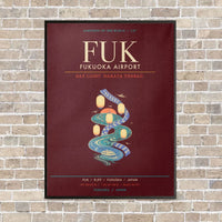 Thumbnail for Fukuoka Airport FUK - Canvas Framed - Dark Red