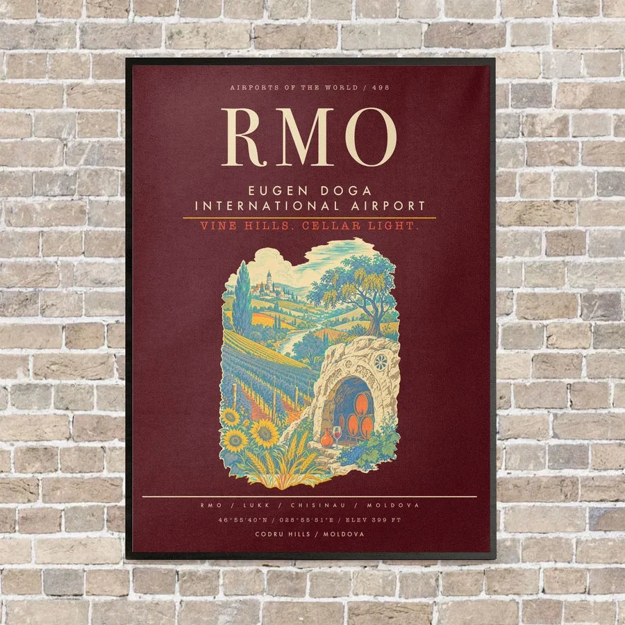 Chisinau Eugen Doga International Airport RMO - Canvas Framed - Dark Red