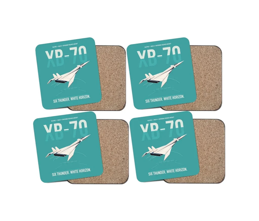 XB-70A Valkyrie design on turquoise 4 pieces set coaster