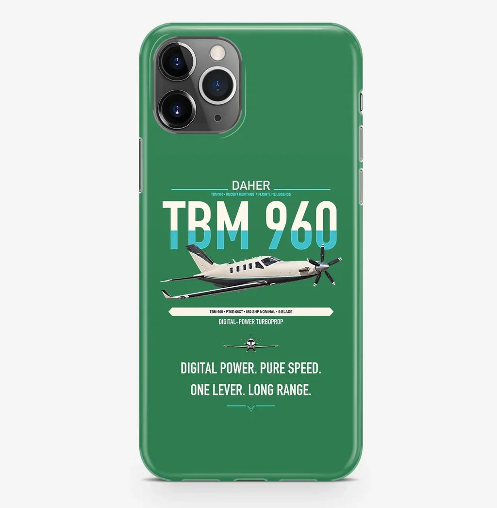 Daher TBM 960 design on green magsafe iphone case, for iPhone Pro Max