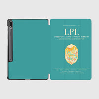 Thumbnail for Liverpool John Lennon Airport (LPL) design on turquoise samsung tablet tablet case