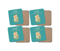 Thumbnail for Tarbes–Lourdes–Pyrénées Airport (LDE) design on turquoise 4 pieces set coaster