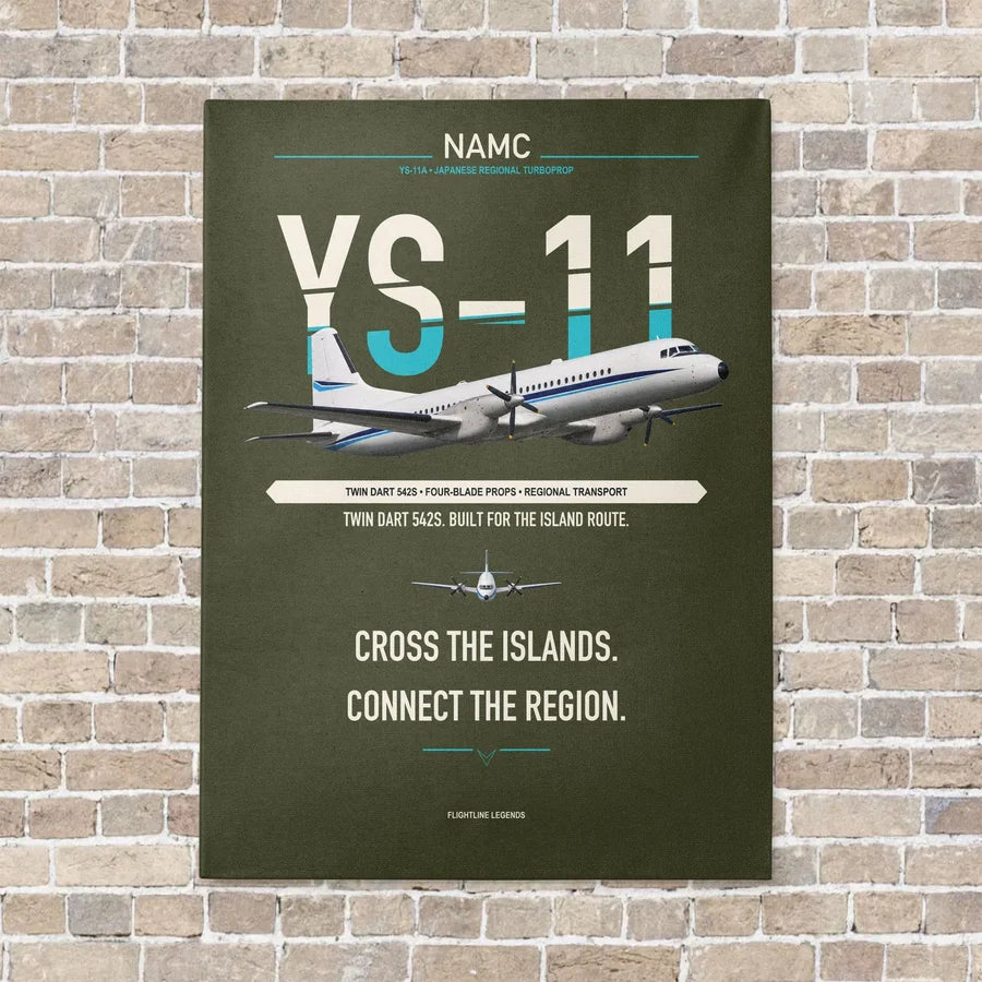NAMC YS-11A vertical canvas print - no frame - green army background