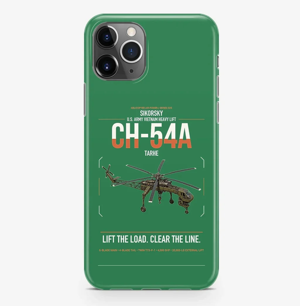 Sikorsky CH-54A Tarhe design on green magsafe iphone case, for iPhone Pro Max