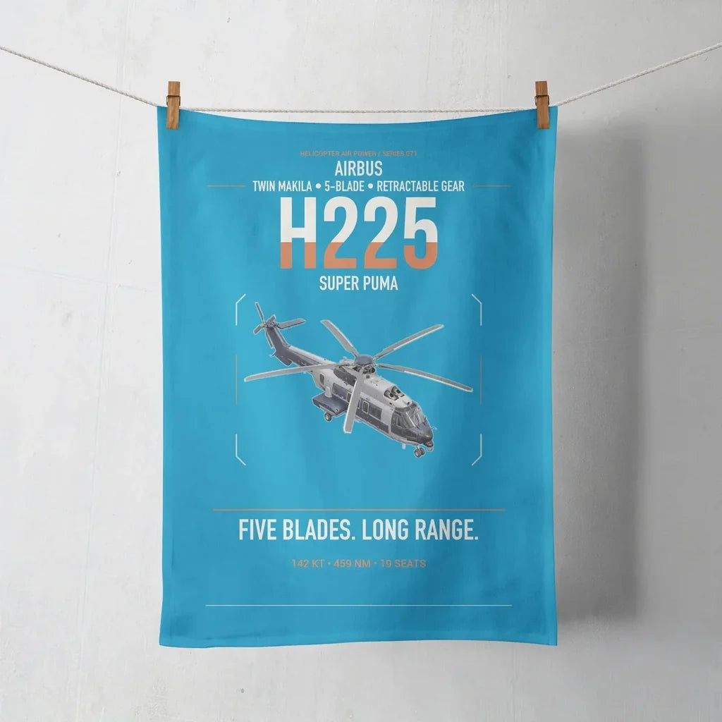 Airbus H225 design on turquoise towel