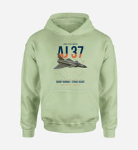 Thumbnail for Saab AJ 37 Viggen design on light green double-side hoodie, single-side print
