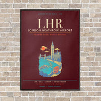 Thumbnail for London Heathrow Airport LHR - Canvas Framed - Dark Red