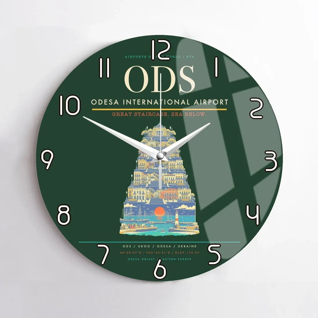 Odesa International Airport ODS Wall-Clock No-Frame - Dark Green