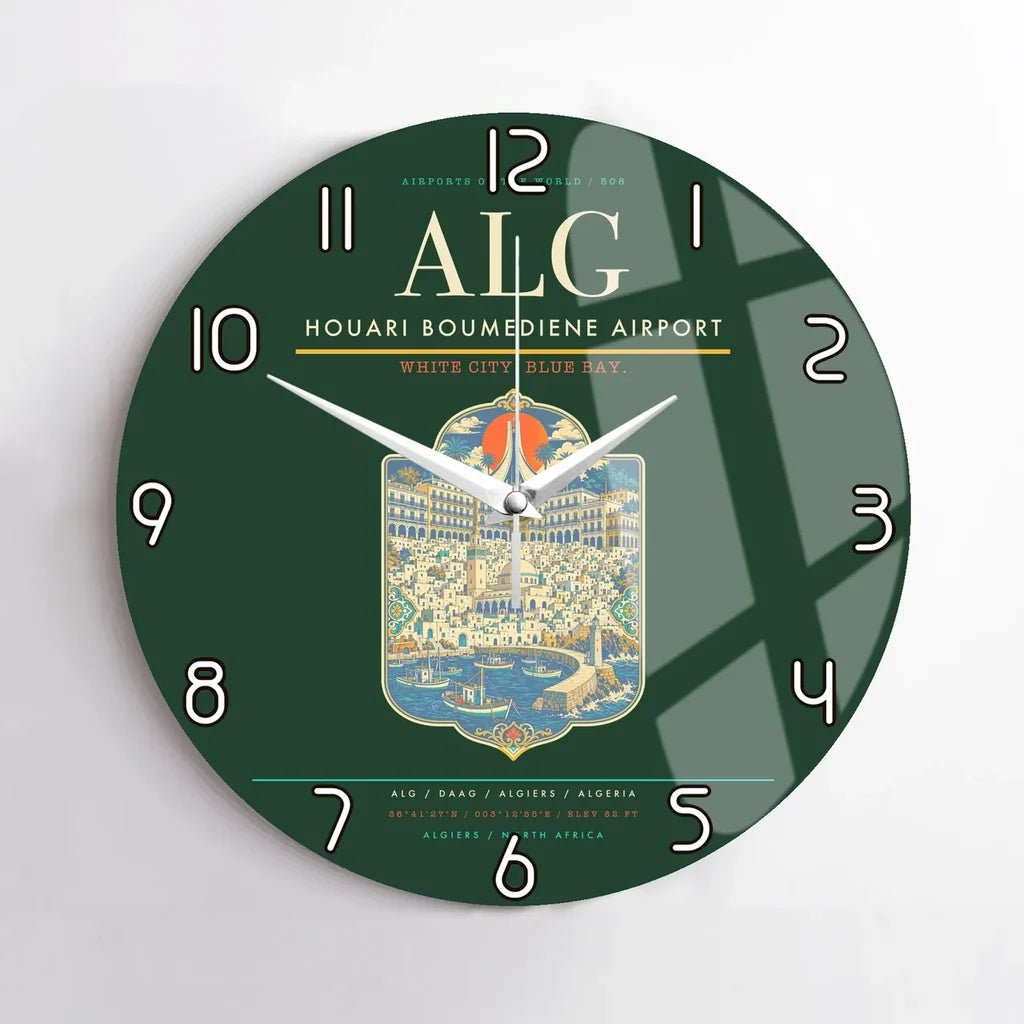 Houari Boumediene Airport ALG Wall-Clock No-Frame - Dark Green