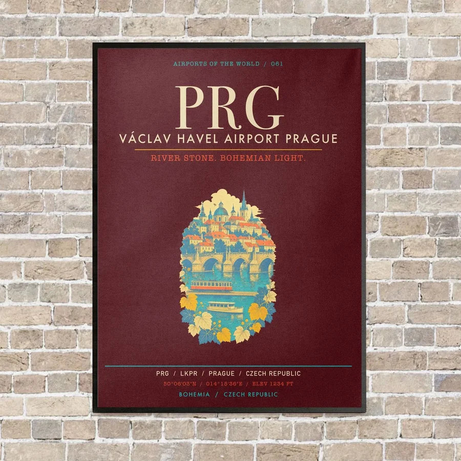 Vaclav Havel Airport Prague PRG - Canvas Framed - Dark Red