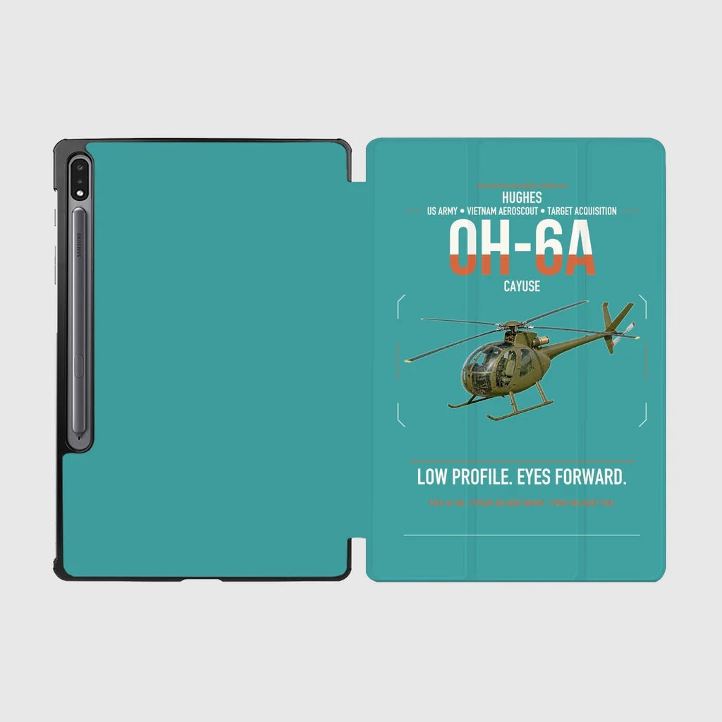 Hughes OH-6A Cayuse design on turquoise samsung tablet tablet case