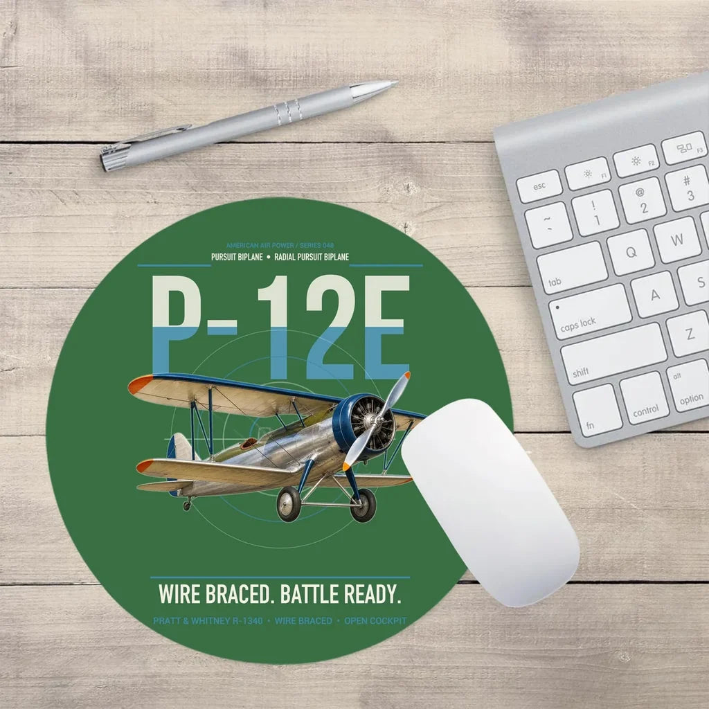 Boeing P-12E design on green round mouse pad