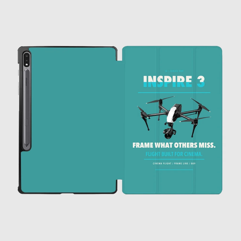DJI Inspire 3 design on turquoise samsung tablet tablet case
