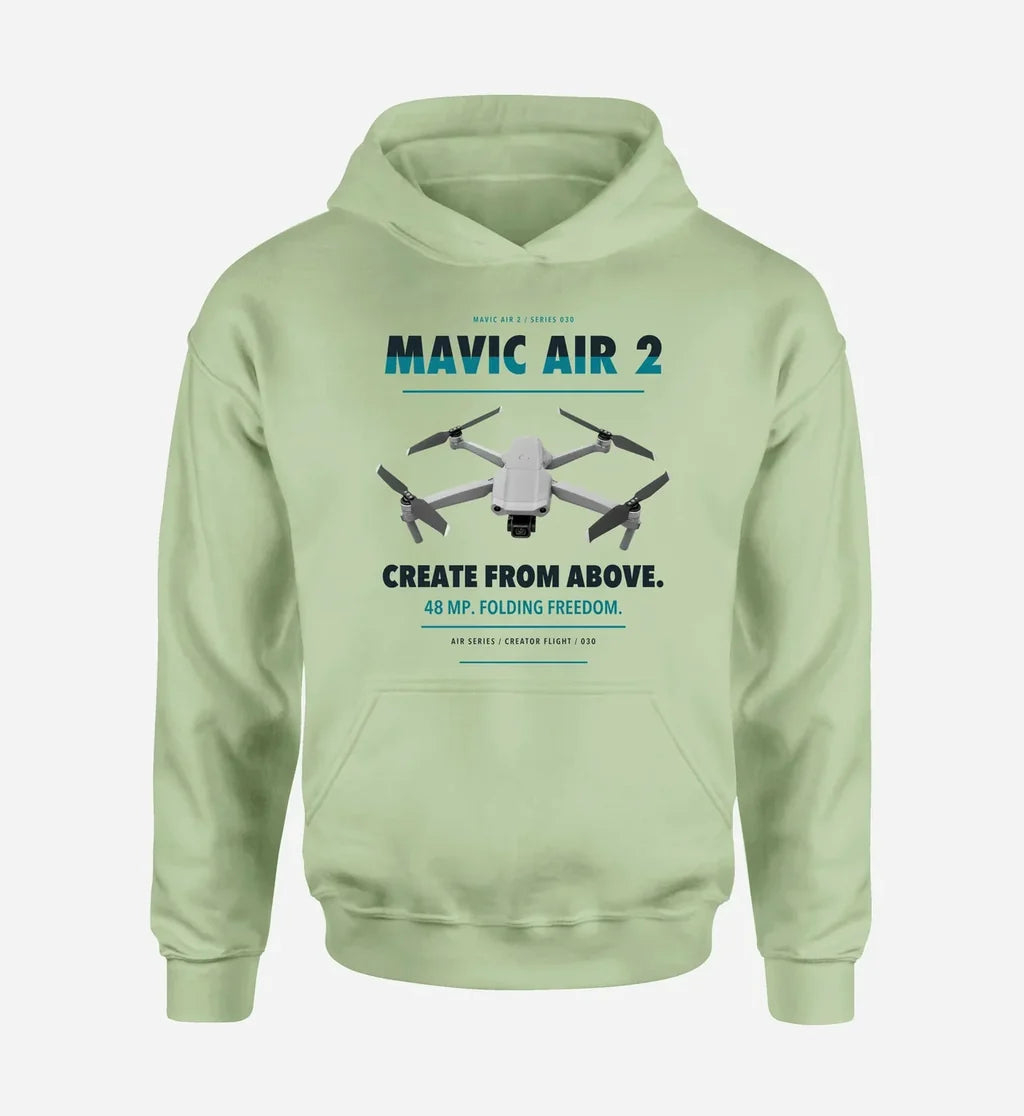 DJI Mavic Air 2 design on light green hoodie single side