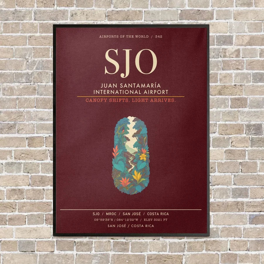 Juan Santamaria International Airport SJO - Canvas Framed - Dark Red