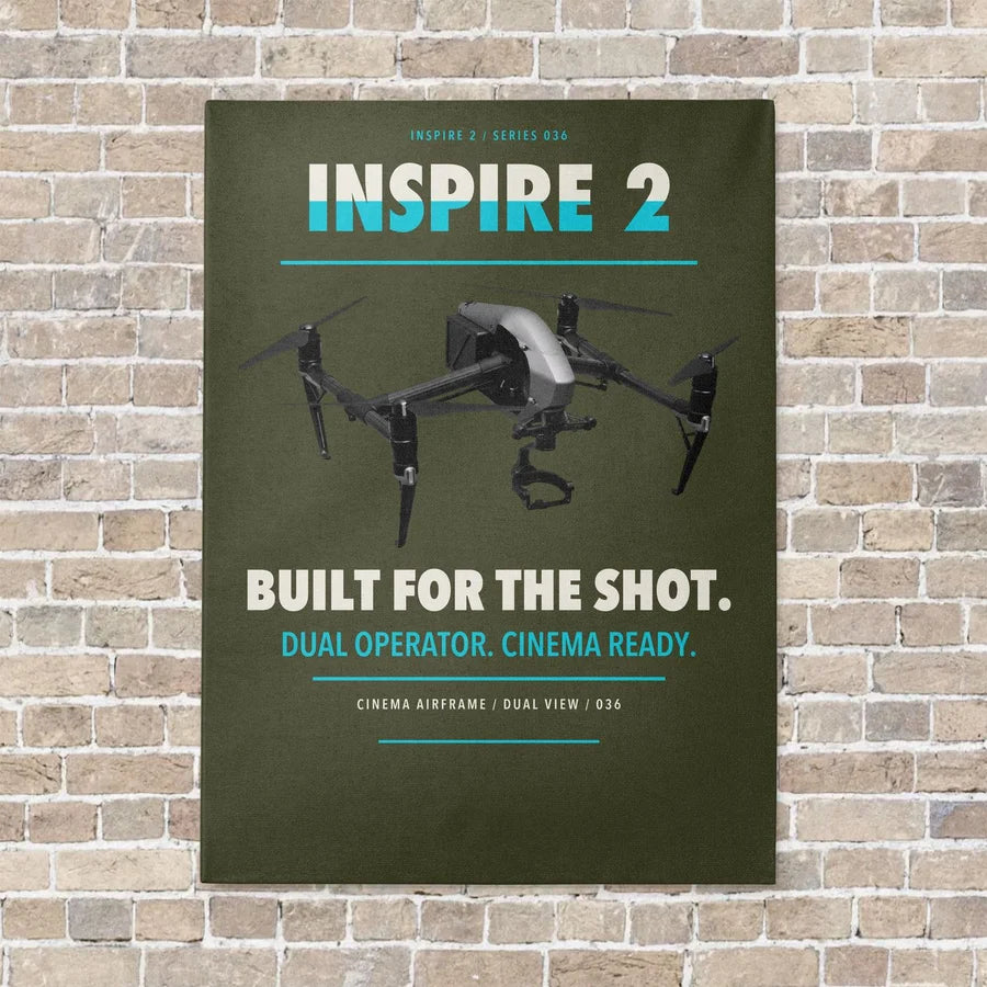 DJI Inspire 2 vertical canvas print - no frame - green army background