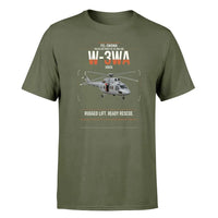 Thumbnail for PZL-Świdnik W-3WA Sokół design on green army t-shirt, single-side print