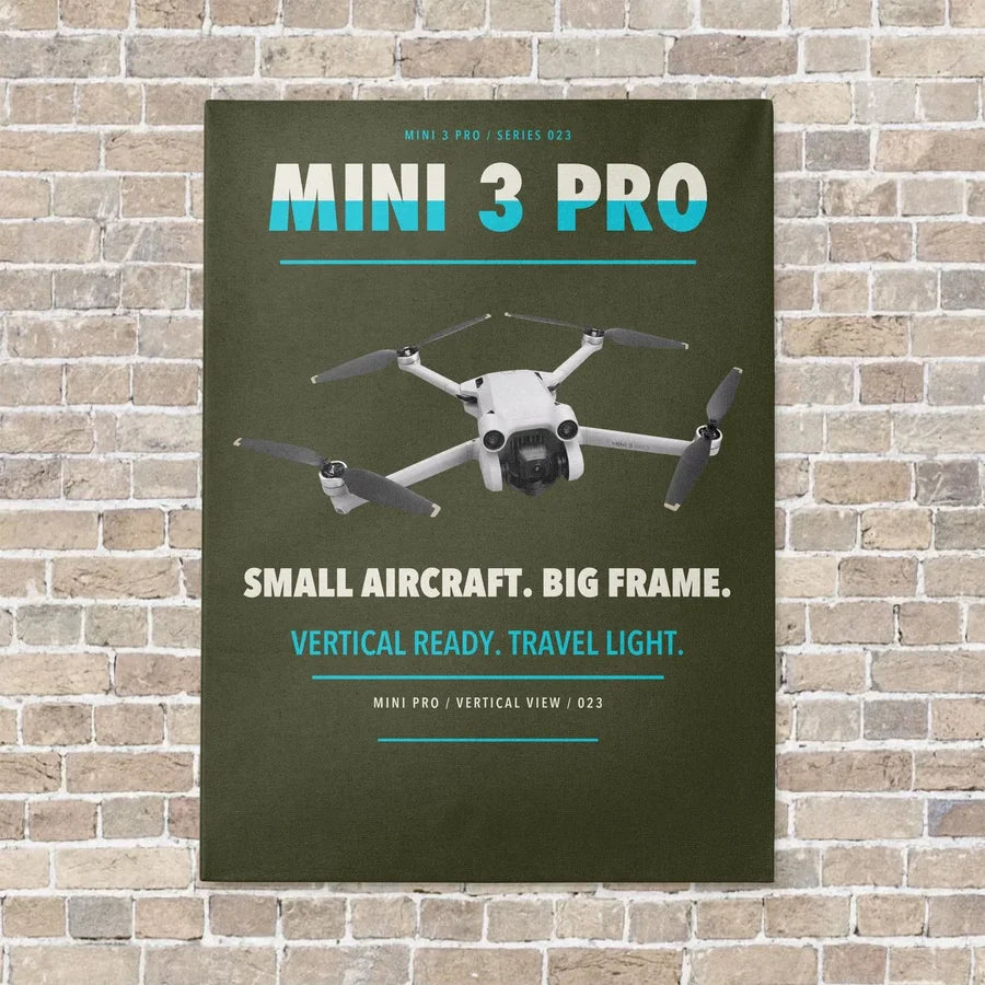 DJI Mini 3 Pro vertical canvas print - no frame - green army background