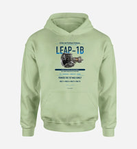 Thumbnail for LEAP-1B design on light green hoodie single side