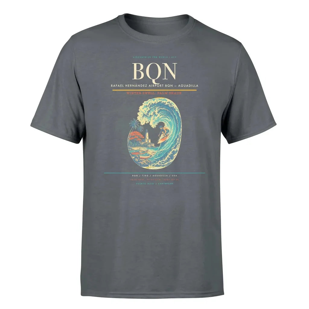 Rafael Hernández Airport (BQN) T-Shirt single-side front print in Gray | rafael-hernández-airport-bqn-double-side-t-shirt