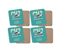 Thumbnail for Cessna 162 Skycatcher design on turquoise 4 pieces set coaster
