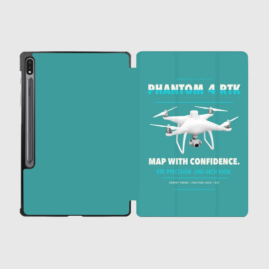 DJI Phantom 4 RTK design on turquoise samsung tablet tablet case