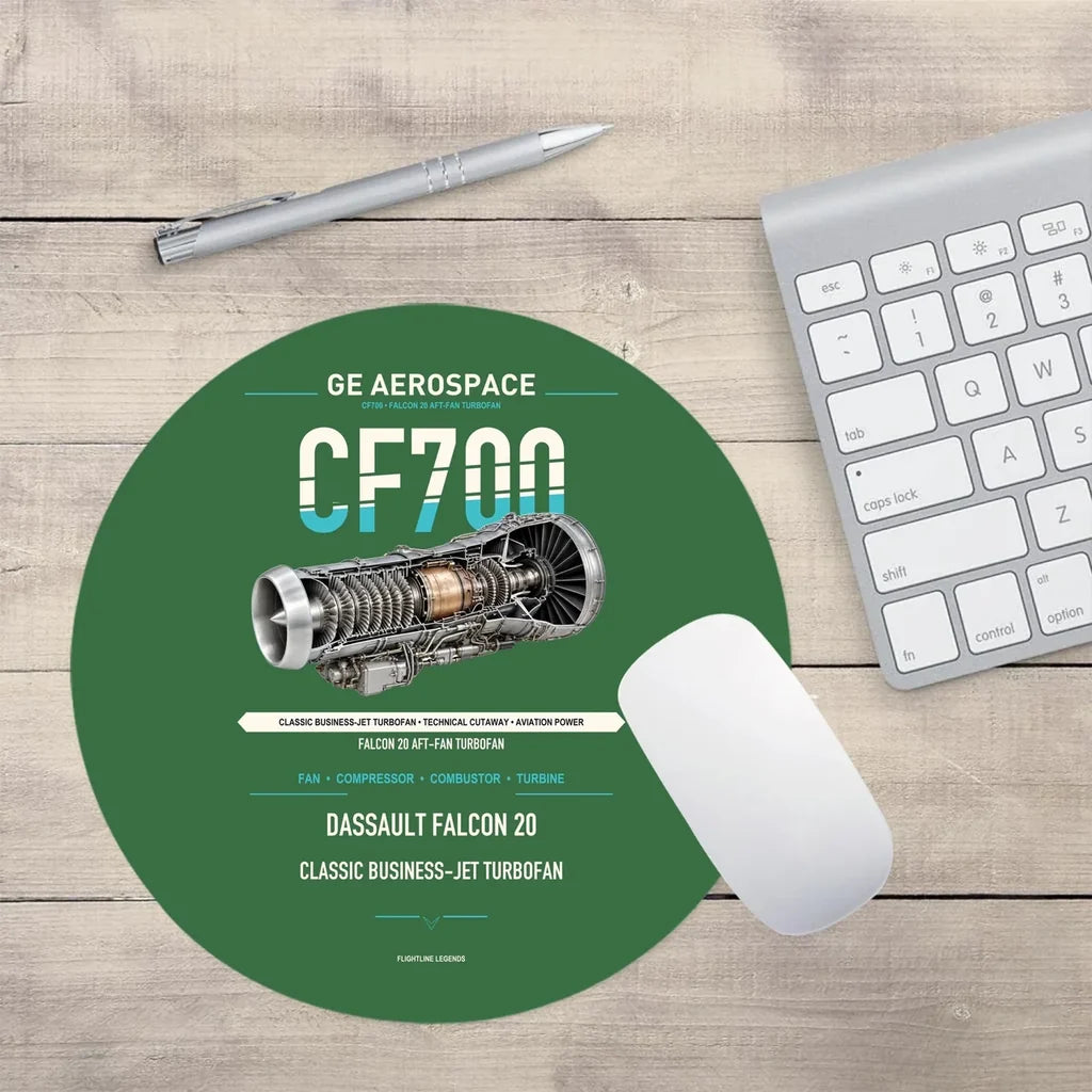 CF700 design on green round mouse pad