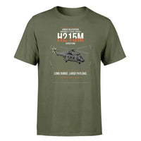 Thumbnail for Airbus H215M design on green army t-shirt, single-side print