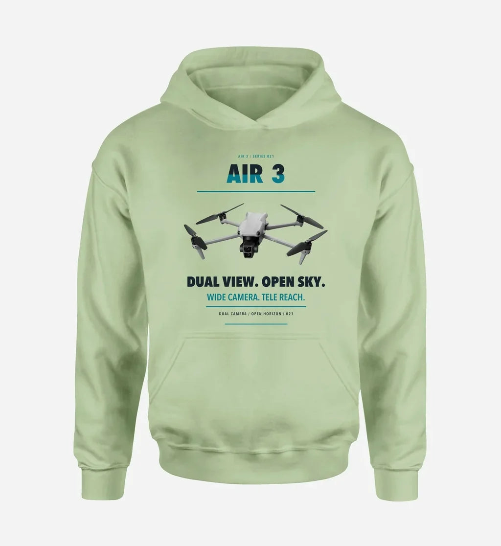 DJI Air 3 design on light green hoodie single side