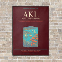 Thumbnail for Auckland Airport AKL - Canvas Framed - Dark Red